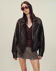 Firelady Fur Women's Two - Tone Waxed Sheepskin Leather Jacket - Belted Lapel Short Coat "Modern Queen" - variant_title
