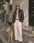 Firelady Fur Women's Vintage Brown Aviator Style Leather Jacket“South City Old Lane”Firelady Fur