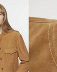 Firelady Fur Women's Vintage Suede Crew Neck Jacket - Relaxed Fit Cropped Blazer "Sunset Escape"Firelady Fur