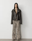 Firelady Fur Women‘s Vintage Waxed Lambskin Trench Style Bomber Leather Jacket “Fashion Boundaries”Firelady Fur