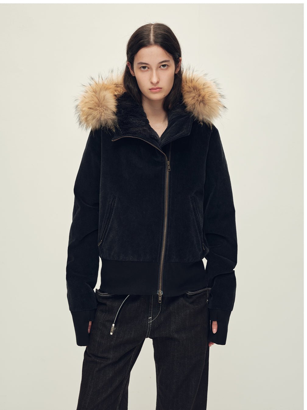 Firelady Women's Corduroy Down Parka with Detachable Goose Down