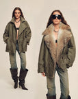 Firelady women's fur parka coat with two - tone Tuscan coyote fur collar, "Wilderness Parka"