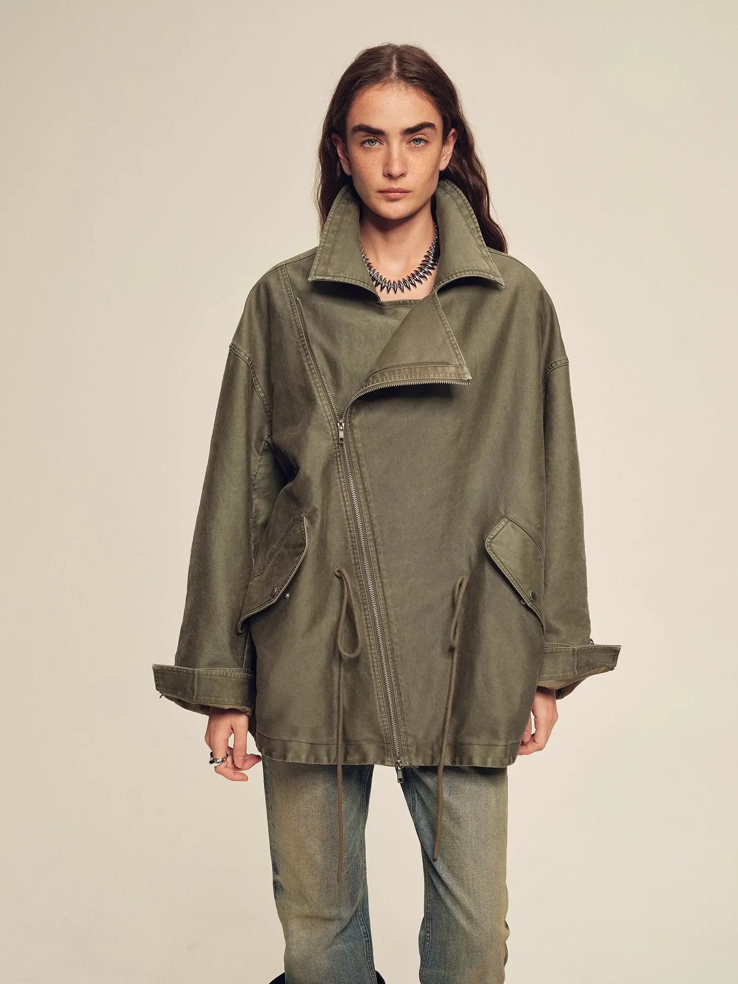 Firelady Wilderness Parka green coat with two-tone Toscana coyote fur collar, full product view