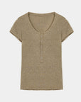 FireladyFur Brand Slim Fit Tencel Wool Women's Slim Fit Henley T-Shirts Short/Long Sleeve V - Neck Button Knitted Bottoming Basic Tops"Pure Fashion" - variant_title