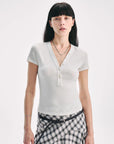 FireladyFur Brand Slim Fit Tencel Wool Women's Slim Fit Henley T-Shirts Short/Long Sleeve V - Neck Button Knitted Bottoming Basic Tops"Pure Fashion" - variant_title