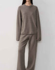 Firelady Fur Fall Winter Mischief camel merino wool knit sweater and pants set front view