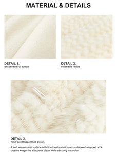 Fireladyfur Velvet Swan mink fur cape material and hook closure details