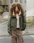 Fireladyfur Warm Short Style Jacket with a Large fur Hood and Raccoon Fur"Cool and Sharp" - variant_title