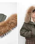 Fireladyfur Warm Short Style Jacket with a Large fur Hood and Raccoon Fur"Cool and Sharp" - variant_title