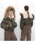 Fireladyfur Warm Short Style Jacket with a Large fur Hood and Raccoon Fur"Cool and Sharp" - variant_title