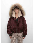 Fireladyfur Warm Short Style Jacket with a Large fur Hood and Raccoon Fur"Cool and Sharp" - variant_title