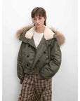 Fireladyfur Warm Short Style Jacket with a Large fur Hood and Raccoon Fur"Cool and Sharp" - variant_title