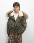 Fireladyfur Warm Short Style Jacket with a Large fur Hood and Raccoon Fur"Cool and Sharp" - variant_title
