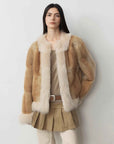 Fireladyfur Women's Blue Muskrat & Fox Fur Patchwork Coat "Casual Gene" - variant_title