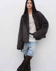 Fireladyfur Women's Casual Drop Shoulder Stand Collar Sheepskin Coat"Practical Wearism" - variant_title
