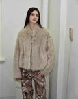 Fireladyfur Women's Casual Drop Shoulder Stand Collar Sheepskin Coat"Practical Wearism" - variant_title