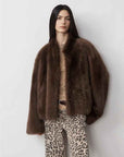 Fireladyfur Women's Casual Drop Shoulder Stand Collar Sheepskin Coat"Practical Wearism" - variant_title