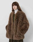 Fireladyfur Women's Casual Tuscan Sheepskin Jacket with Stand - up Collar“Sea of Love Accompaniment” - variant_title