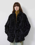 Fireladyfur Women's Casual Tuscan Sheepskin Jacket with Stand - up Collar“Sea of Love Accompaniment” - variant_title
