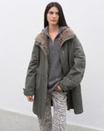 Fireladyfur Women's Detachable Goose Down Parka "Cool Denim" - variant_title