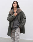 Fireladyfur Women's Detachable Goose Down Parka "Cool Denim" - variant_title