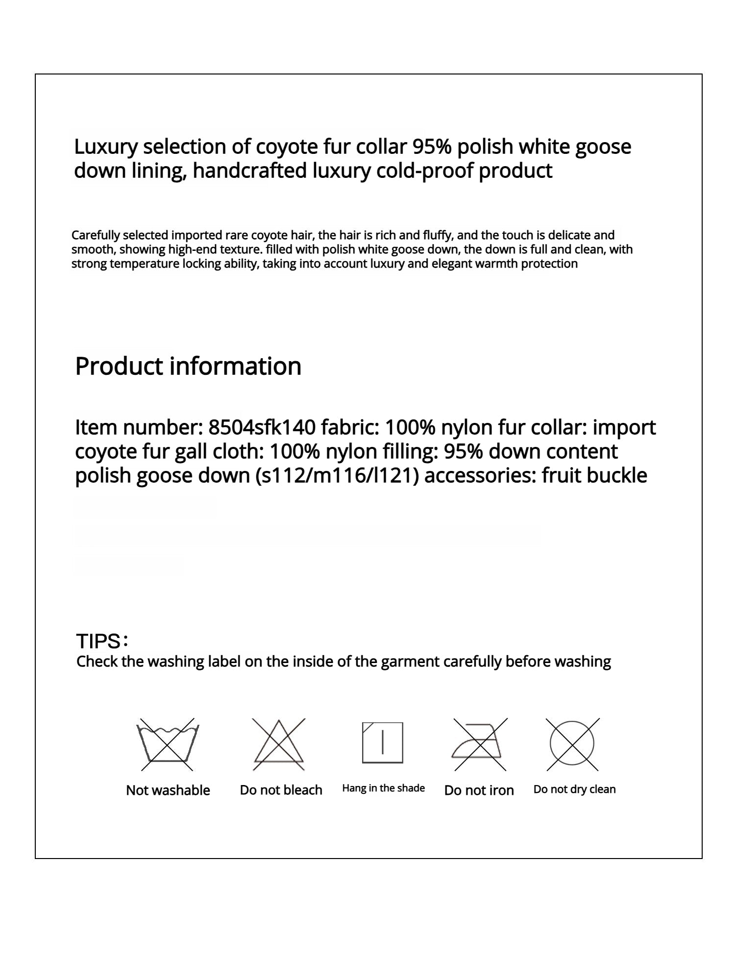 Fireladyfur Glacier Parka detachable real wolf fur trim product details