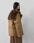 Fireladyfur Women's Down Parka with Fox Fur and Large Lapel“Street Badge” - variant_title