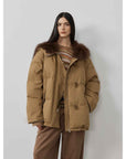 Fireladyfur Women's Down Parka with Fox Fur and Large Lapel“Street Badge” - variant_title