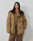 Fireladyfur Women's Down Parka with Fox Fur and Large Lapel“Street Badge” - variant_title