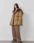 Fireladyfur Women's Down Parka with Fox Fur and Large Lapel“Street Badge” - variant_title
