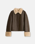 Fireladyfur Women's Faux Leather Shearling Jacket - Long Wool Suede Coat Winter Style - variant_title
