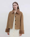 Fireladyfur Women's Faux Leather Shearling Jacket - Long Wool Suede Coat Winter Style - variant_title