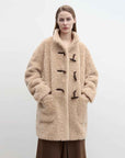 Fireladyfur Women's Faux Leather Shearling Jacket - Stand Collar Wool Coat Curly Style - variant_title