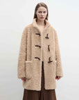 Fireladyfur Women's Faux Leather Shearling Jacket - Stand Collar Wool Coat Curly Style - variant_title