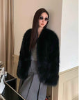 Fireladyfur Women's Finland Saga Fox Fur Fashion Cardigan“Black Sugar” - variant_title