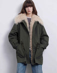 Fireladyfur Women’s Goose Down Parka coat with Toscana Shearling Fur“Green Mile Miracle” - variant_title