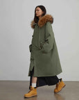 Fireladyfur Women’s Hooded Down Raccoon Fur Collar Parka Cold Weather“Manchester City old story” - variant_title