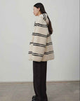 Fireladyfur Women's Lamb Wool Striped Jacket“Snowy New Year” - variant_title