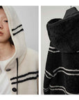 Fireladyfur Women's Lamb Wool Striped Jacket“Snowy New Year” - variant_title
