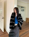 Fireladyfur Women's Lamb Wool Striped Jacket“Snowy New Year” - variant_title