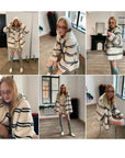 Fireladyfur Women's Lamb Wool Striped Jacket“Snowy New Year” - variant_title
