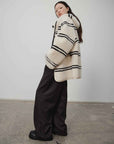 Fireladyfur Women's Lamb Wool Striped Jacket“Snowy New Year” - variant_title