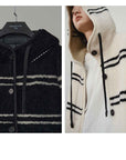 Fireladyfur Women's Lamb Wool Striped Jacket“Snowy New Year” - variant_title