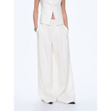 Fireladyfur Women's Linen Suit Set: Draped Vest & High - Waist Straight Trousers"Old Money Space" - variant_title