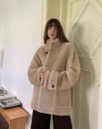 Fireladyfur Women's Long Sheepskin Jacket with Stand Collar“Dreamer” - variant_title