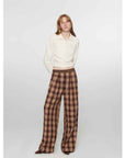 Fireladyfur Women's Loose Fit Straight - Leg Plaid Trousers with Elastic Waist"Patchwork Street Corner" - variant_title