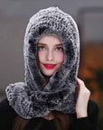 Fireladyfur Women's Luxurious Rex Rabbit Fur Snow Hat & Scarf Neck Warmer - variant_title