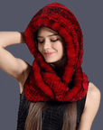 Fireladyfur Women's Luxurious Rex Rabbit Fur Snow Hat & Scarf Neck Warmer - variant_title