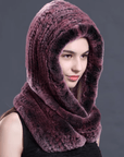 Fireladyfur Women's Luxurious Rex Rabbit Fur Snow Hat & Scarf Neck Warmer - variant_title