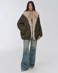 Fireladyfur Women's Mid - Length Two - Tone Fox Fur Down Jacket"Warm Dialogue" - variant_title